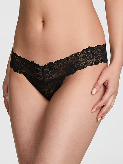 Wink Lace Thong Panty, Black, XS - Women's Panties - PINK | Victoria's Secret (US / CA )