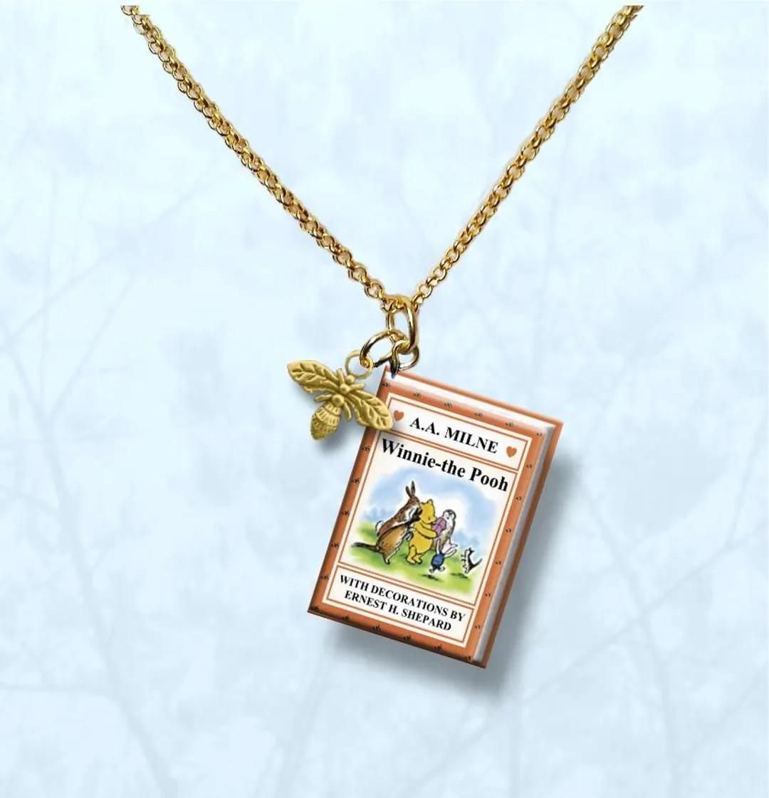Winnie the Pooh - With Your Choice of Charm and Gold Plated Chain- Miniature Book Necklace - - Et... | Etsy (US)