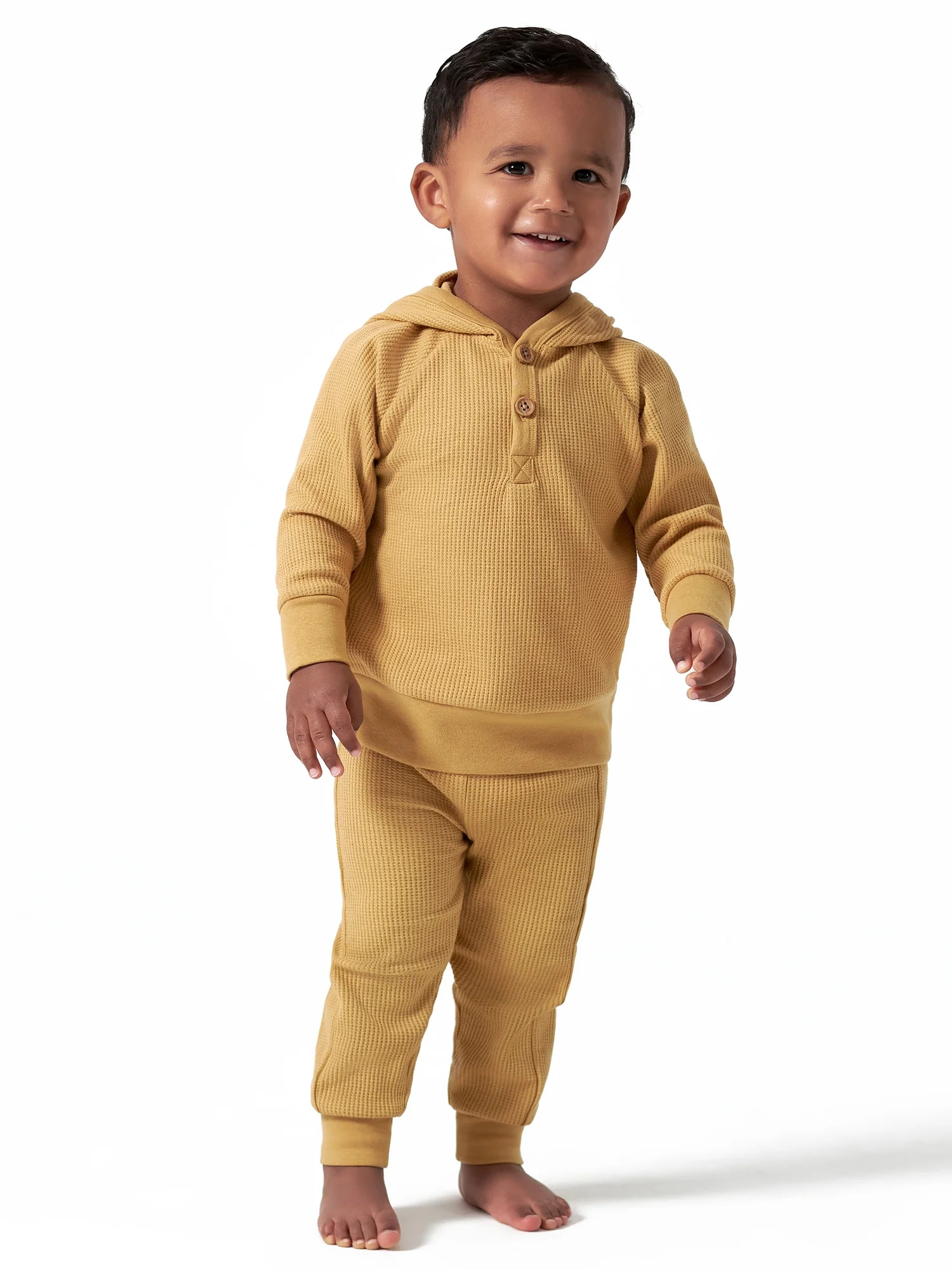 Modern Moments by Gerber Baby Boy Waffle Hoodie & Pant Outfit Set, 2-Piece, Sizes 0/3-24 Months | Walmart (US)