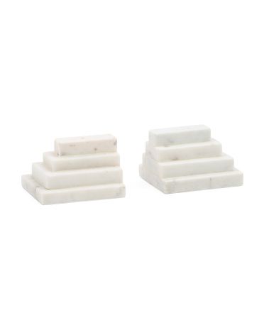 Set Of 2 Marble Block Bookends | TJ Maxx