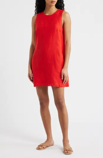 Madewell Embroidered Linen Mini Shift Dress | Nordstrom | Nordstrom