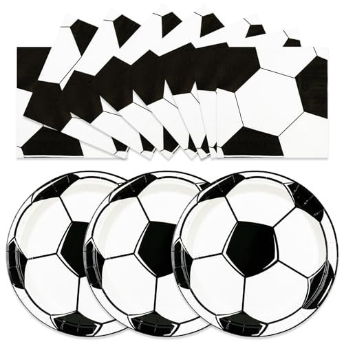 HFBOBP 50PCS Soccer Plates and Napkins Party Decorations, 7inch Disposable Soccer Themed Birthday Paper Plates and Napkins Tableware Set Sports Party Supplies for Birthday Baby Shower Game Favors | Amazon (US)
