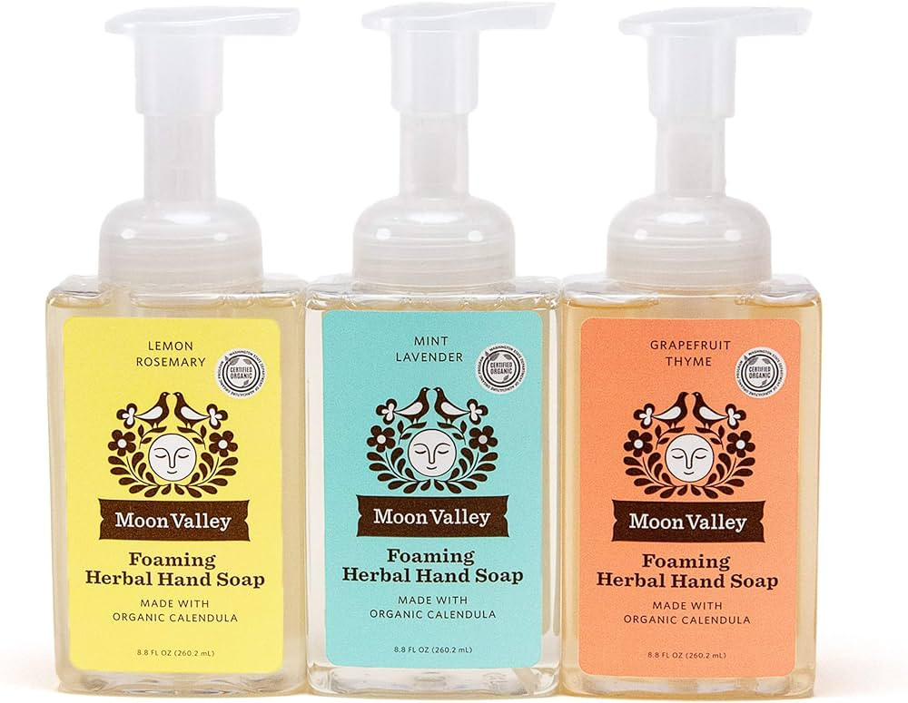 Moon Valley Herbal Foaming Hand Soap, Lemon Rosemary, Mint Lavender, Grapefruit Thyme Three Pack,... | Amazon (US)