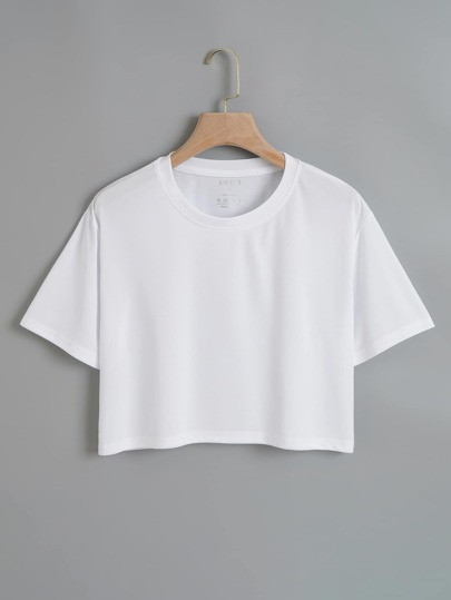 SHEIN EZwear Solid Crop Tee | SHEIN