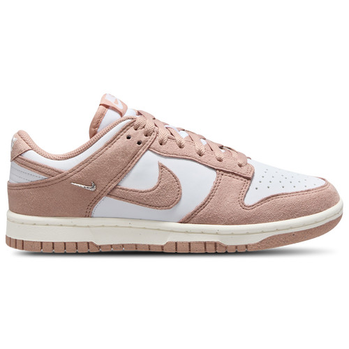 Nike Womens Nike Dunk Low - Womens Shoes White/Particle Pink/Metallic Silver Size 06.5 | Foot Locker (US)