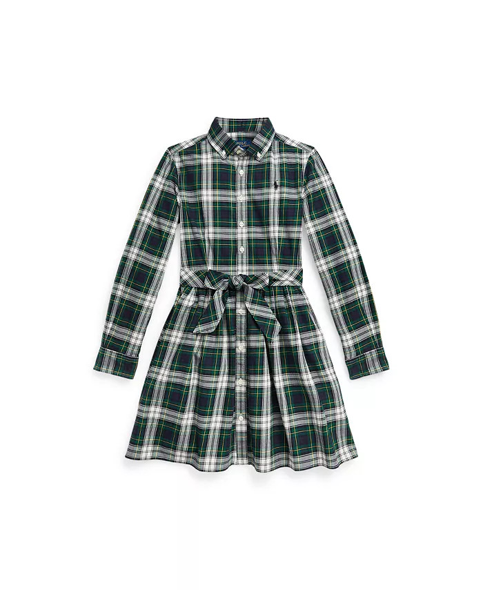 Polo Ralph Lauren Big Girls Plaid Cotton Twill Shirtdress - Macy's | Macy's