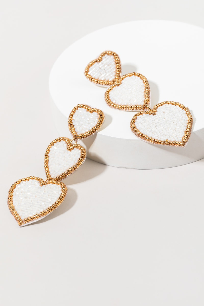 Alyssa Seedbead Hearts Chandelier Earrings | Francesca's