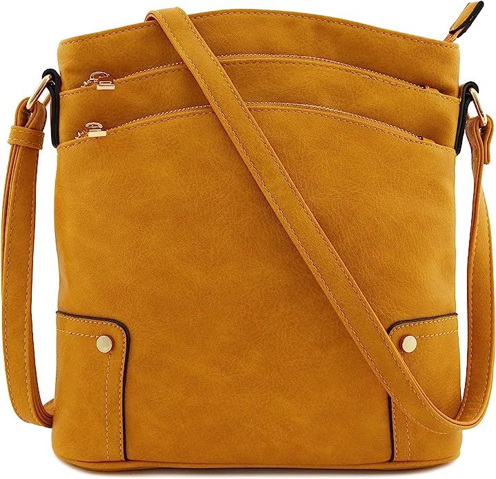 Triple Zip Pocket Large Crossbody Bag | Amazon (US)