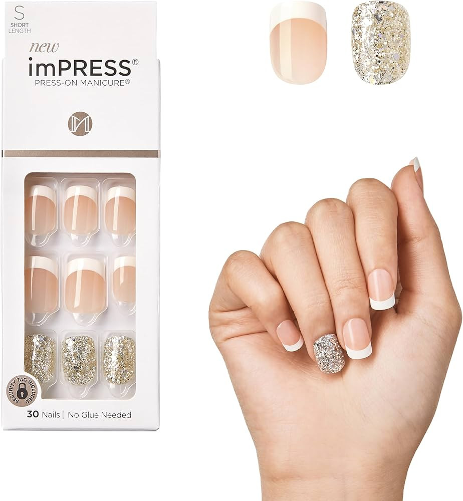 KISS imPRESS Press-On Manicure, Nail Kit, PureFit Technology, Short Press-On Nails, 'Time Slip', ... | Amazon (US)