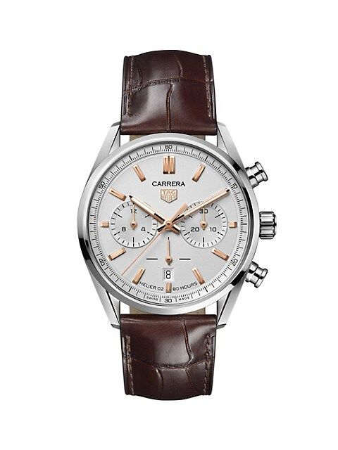 Carrera Elegance 42MM Stainless Steel & Alligator Strap Automatic Chronograph Watch | Saks Fifth Avenue