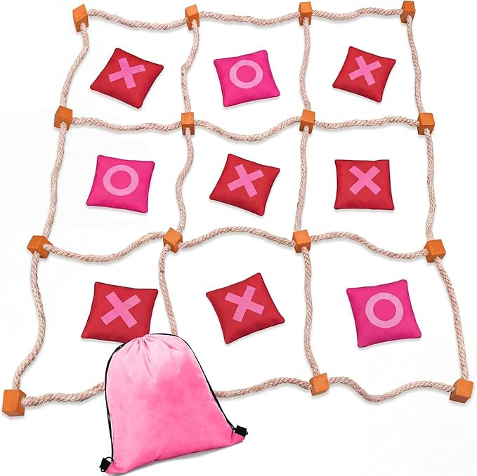 Capoda Outdoor Valentine's Day Game Giant Tic Tac Toe Game Jumbo Bean Bag Toss with 10 Pink and R... | Amazon (US)