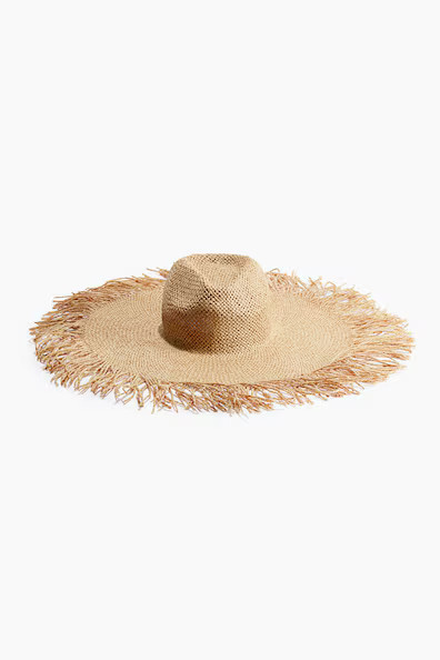 H & M - Frayed Straw Hat - Beige | H&M (US + CA)