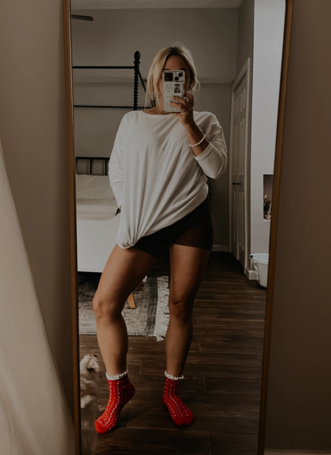 Todays OOTD - work from home edition 😜 I love this longsleeve tee and bought it in several colors. Also, these ribbed biker shorts and fun socks! 

#LTKStyleTip #LTKFitness #LTKActive