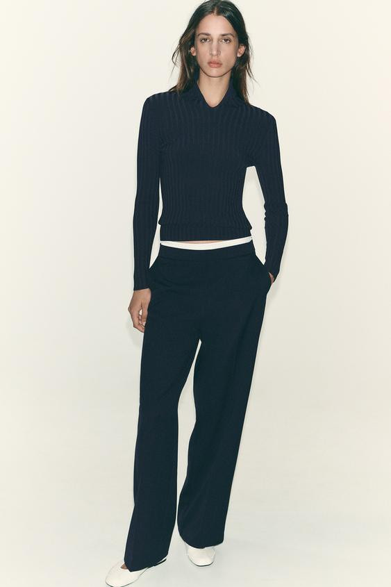 DOUBLE WAIST STRAIGHT LEG PANTS | Zara US