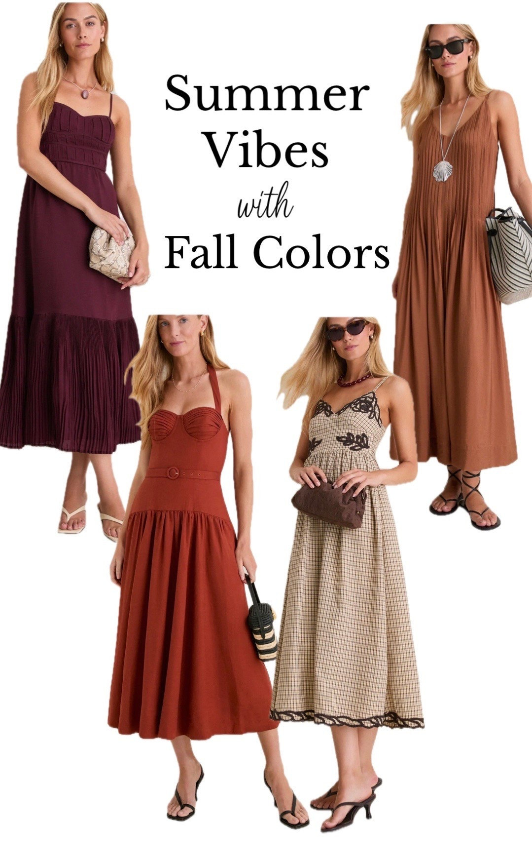Summer vibes with fall colors! Love these styles of dresses paired with these gorgeous fall colors. A dress that will transition from summer to fall perfectly ☀️🍁

#LTKOver40 #LTKSeasonal #LTKWedding