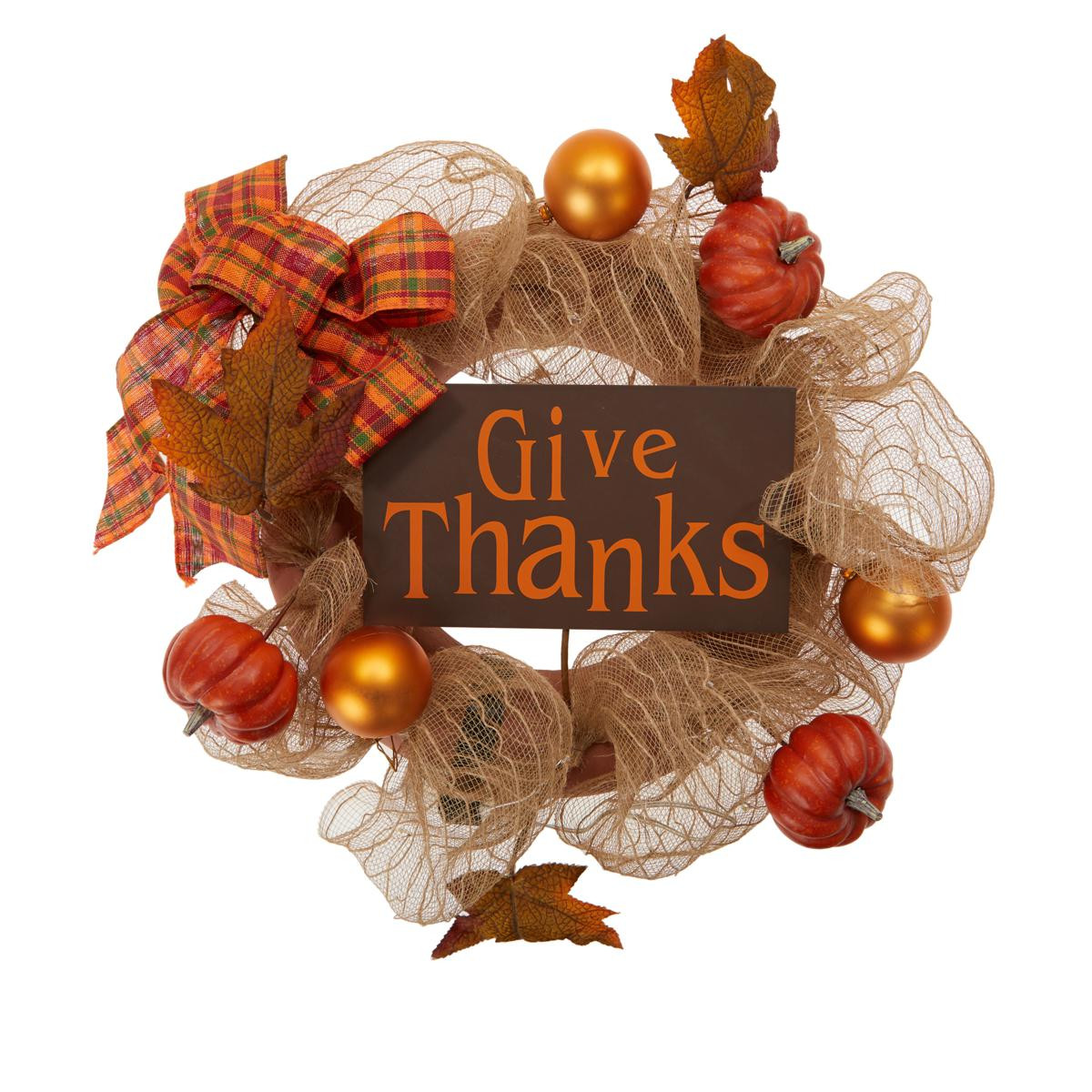 Harvest Lane 18" Give Thanks Illuminated Wreath - 20006780 | HSN | HSN