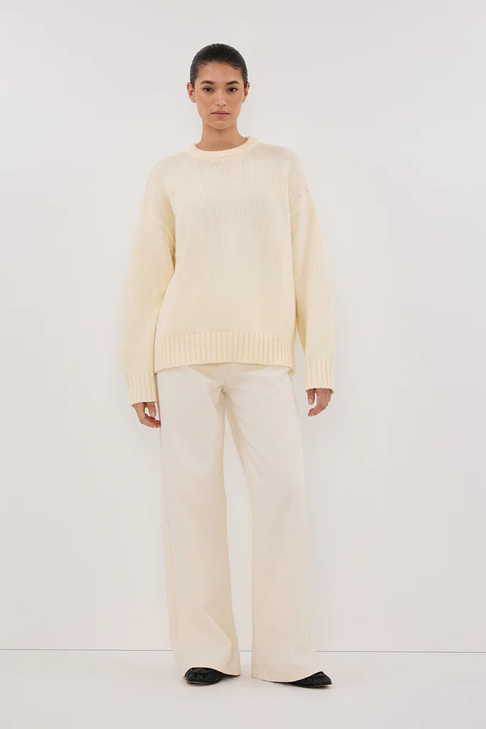 LILAH CREAM LONGLINE KNIT JUMPER | DISSH