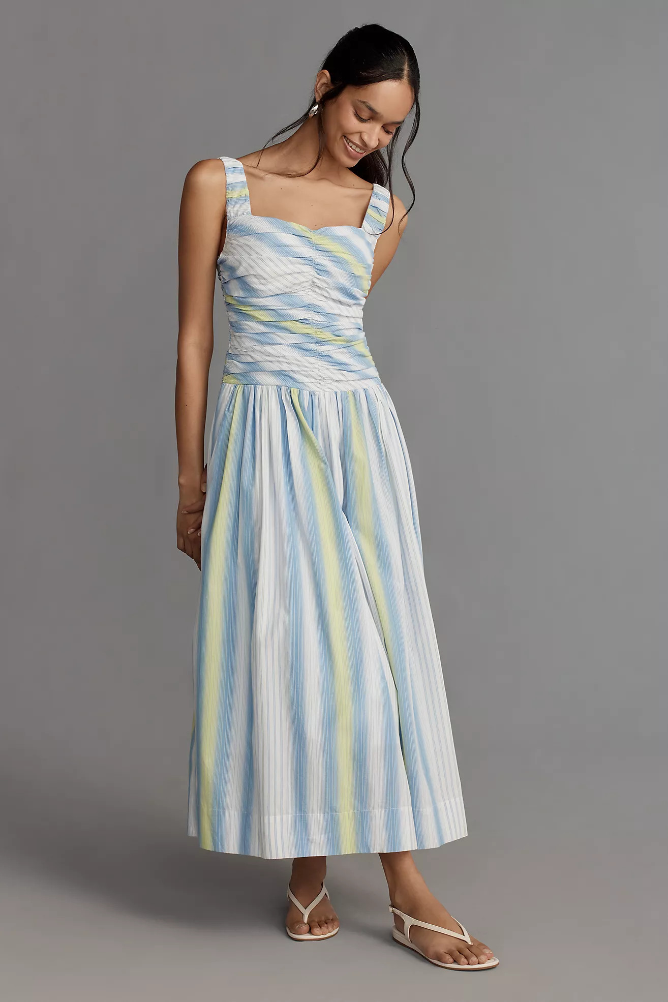 By Anthropologie Square-Neck Drop-Waist Maxi Dress | Anthropologie (US)