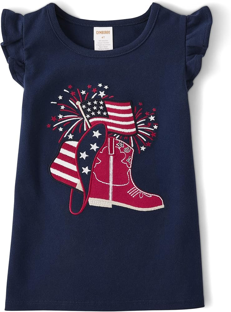 Gymboree Girls' and Toddler Spring and Summer Embroidered Graphic Short Sleeve T-Shirts | Amazon (US)