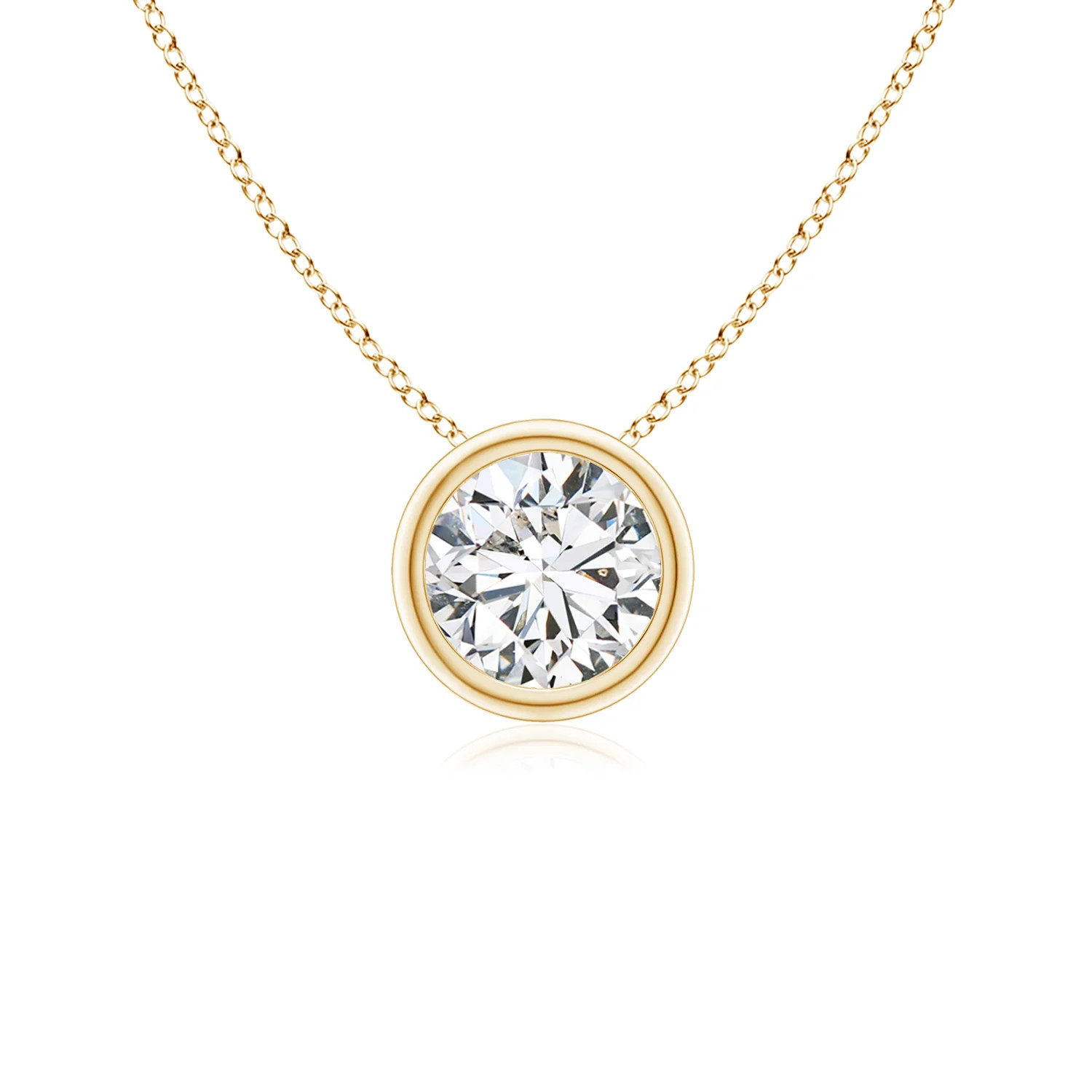 Bezel-Set Round Diamond Solitaire Pendant | Angara US