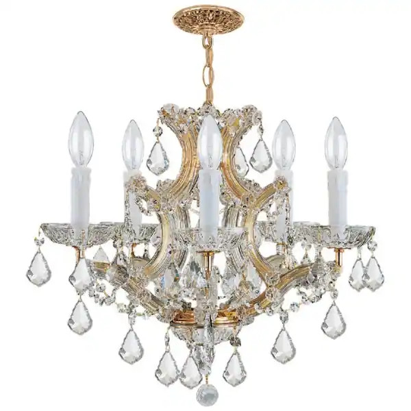 Crystorama Maria Theresa 5-light Gold/ Crystal Chandelier - Overstock - 5243174 | Bed Bath & Beyond