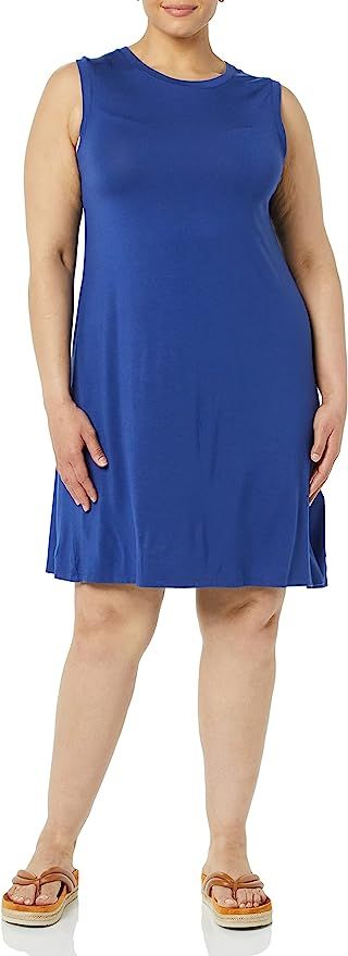 Amazon Essentials Women's Jersey Relaxed-Fit Muscle-Sleeve Swing Dress (Previously Daily Ritual) | Amazon (US)