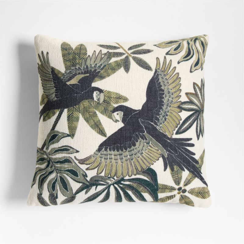 Parrot Printed 20"x20" Juniper Green Outdoor Throw Pillow + Reviews | Crate & Barrel | Crate & Barrel