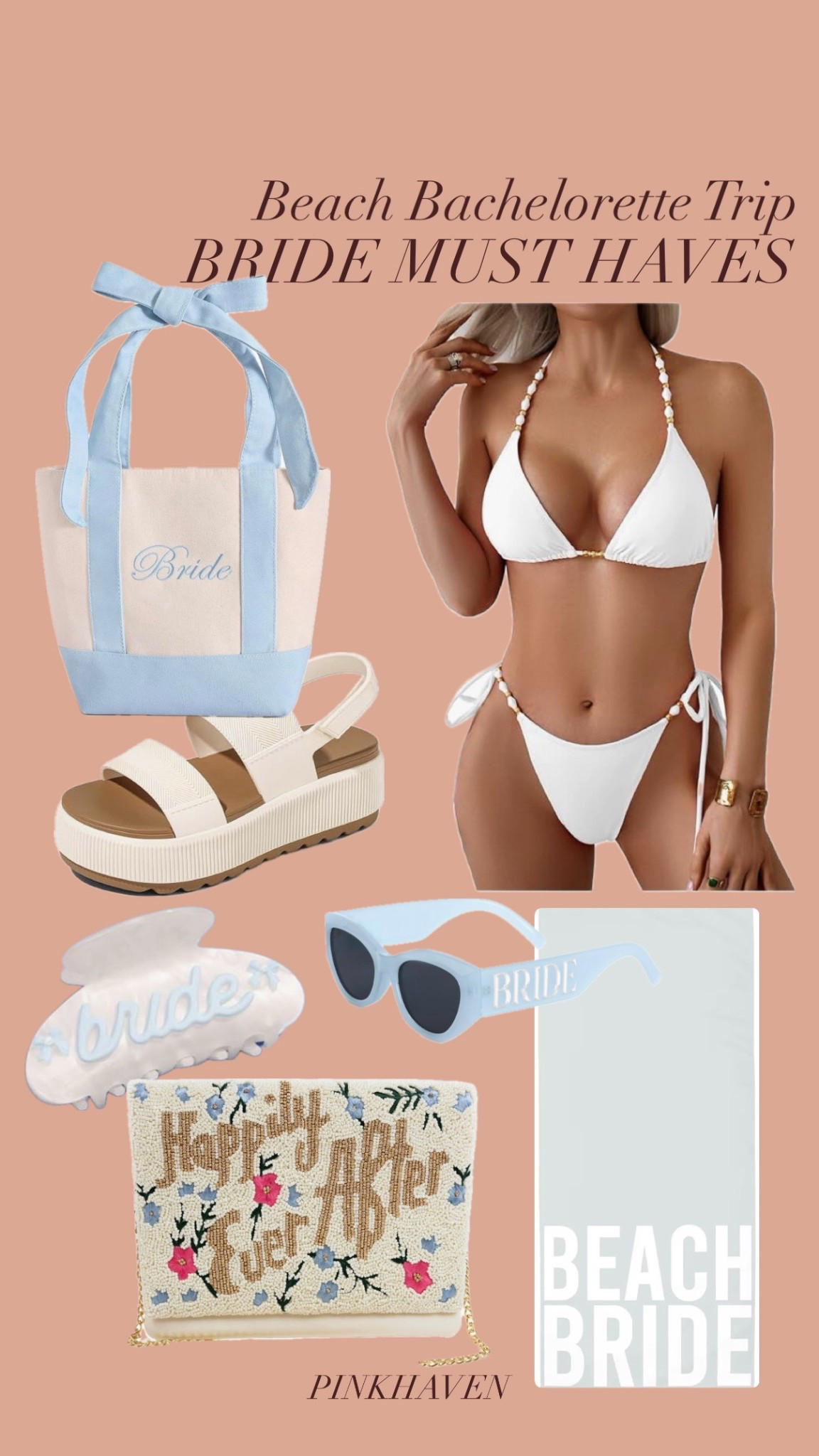 Beach must haves for a bachelorette party. Bride accessories for the beach 

#white #bride #bachelorette #party #amazon #beachbag #white #blue #bridal #wedding 

#LTKSaleAlert #LTKWedding #LTKTravel