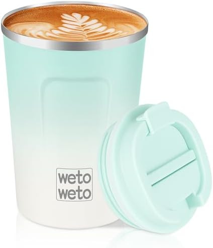 WETOWETO 12 oz Stainless Steel Insulated Tumbler, Travel Coffee Mug, Insulated Coffee Mug with Li... | Amazon (US)