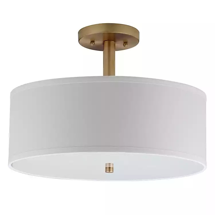 White and Gold Semi-Flush Mount Light | Kirkland's Home
