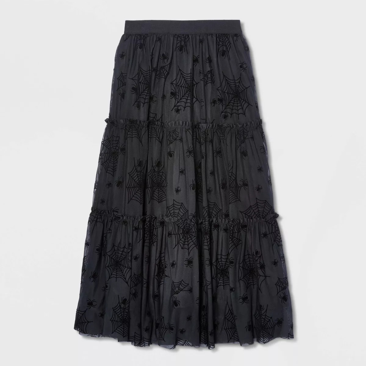 Girls' Halloween Spiderweb Tiered Maxi Skirt - Cat & Jack\u2122 Black XS | Target