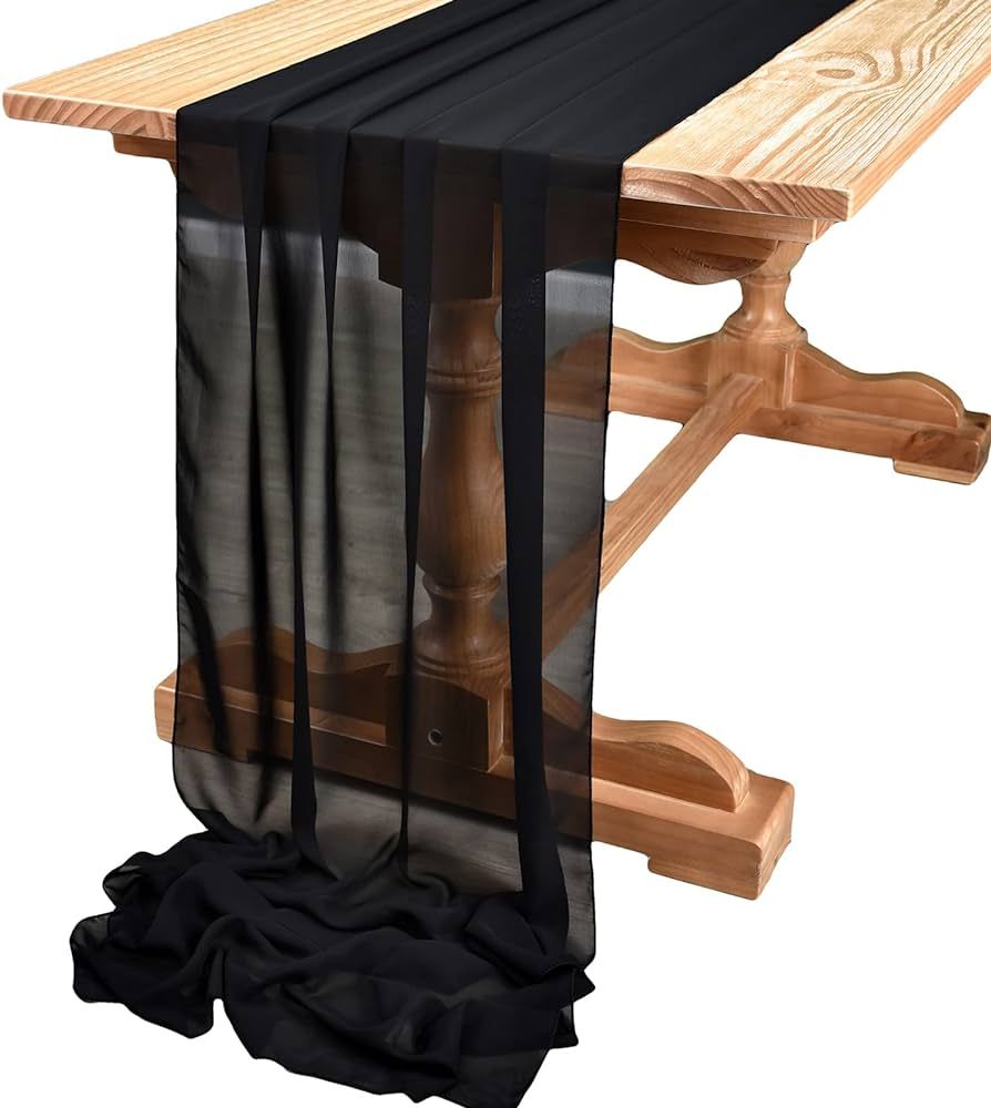 DOLOPL 10ft Black Chiffon Table Runner Wedding Table Runner,29x120 inches Gauze Table Runner,Rust... | Amazon (US)