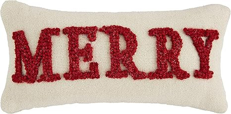 Mud Pie Christmas Mini Canvas Pillow, Merry | Amazon (US)