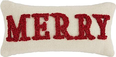 Mud Pie Christmas Mini Canvas Pillow, Merry | Amazon (US)