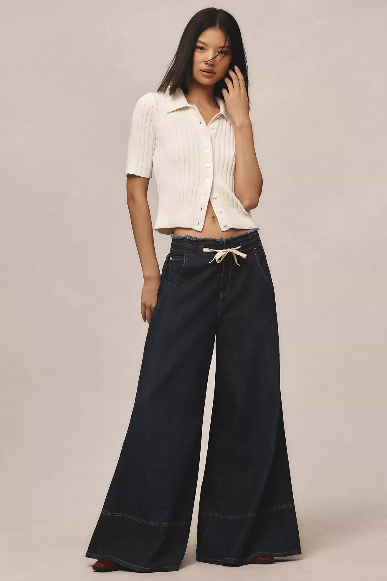 The Tenney Drawstring Wide-Leg Jeans by Pilcro | Anthropologie (US)