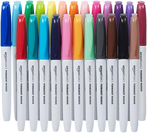 Amazon.com : Amazon Basics Fine Point Tip Permanent Markers - Assorted Colors, 24-Pack : Office P... | Amazon (US)