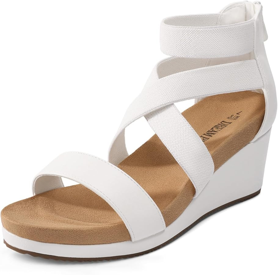 DREAM PAIRS Womens Elastic Ankle Strap Open Toe Platform Wedge Sandals Comfortable Summer Shoes | Amazon (US)