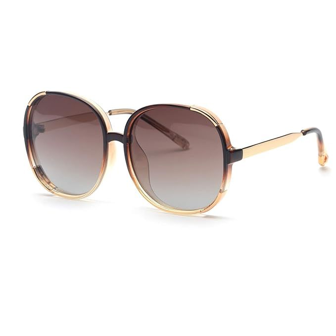 FAGUMA Oversized Round Polarized Sunglasses For Women Brand Designer Shades | Amazon (US)
