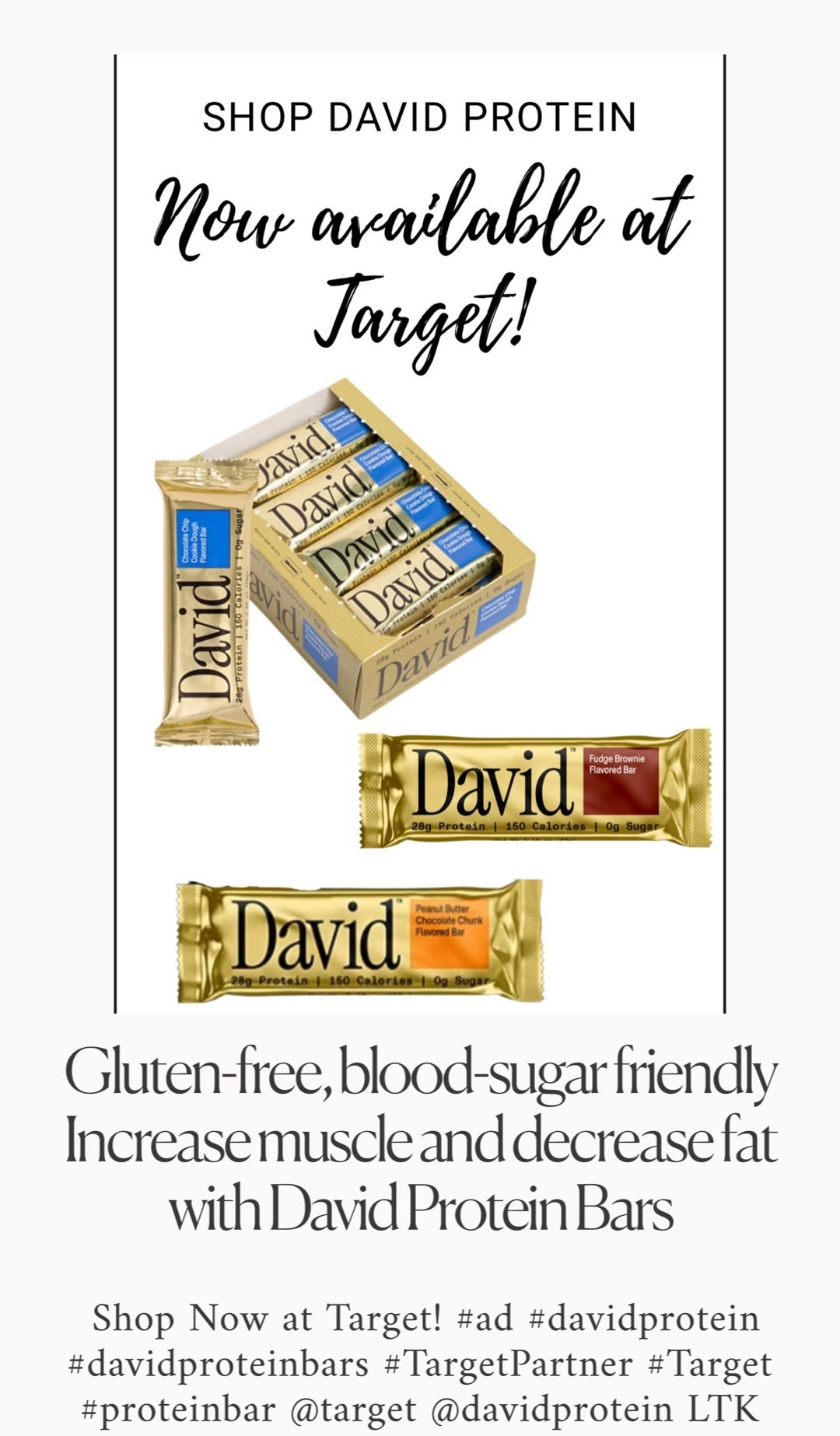 #ad David Protein now available at Target! #davidprotein #davidproteinbars #priteinbar #TargetPartner #Target @davidprotein @Target 

#LTKTravel #LTKOver40 #LTKfoodie