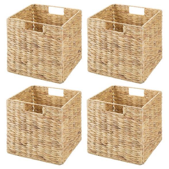 mDesign Woven Hyacinth Home Storage Basket for Cube Furniture - 4 Pack | Target