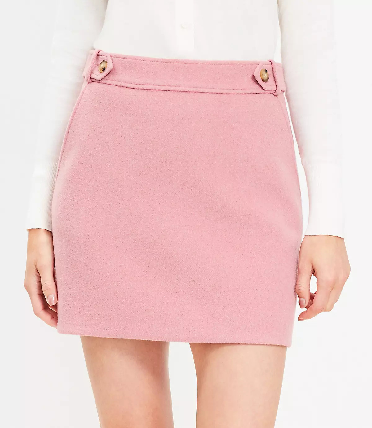 Wool Blend Button Tab Mini Pocket Skirt | LOFT