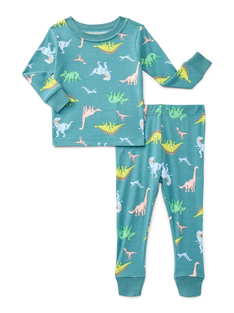 Wonder Nation Toddler Boys or Girls Snug-Fit Cotton Long-Sleeve Top and Pants Pajama Set, 2-Piece... | Walmart (US)