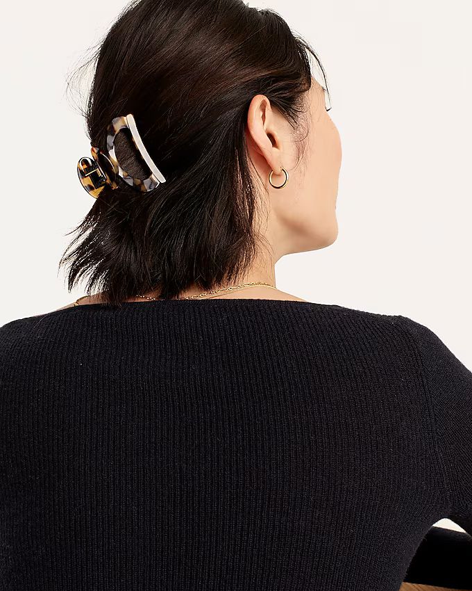 Rounded open-sided hair clip in Italian tortoise | J.Crew US