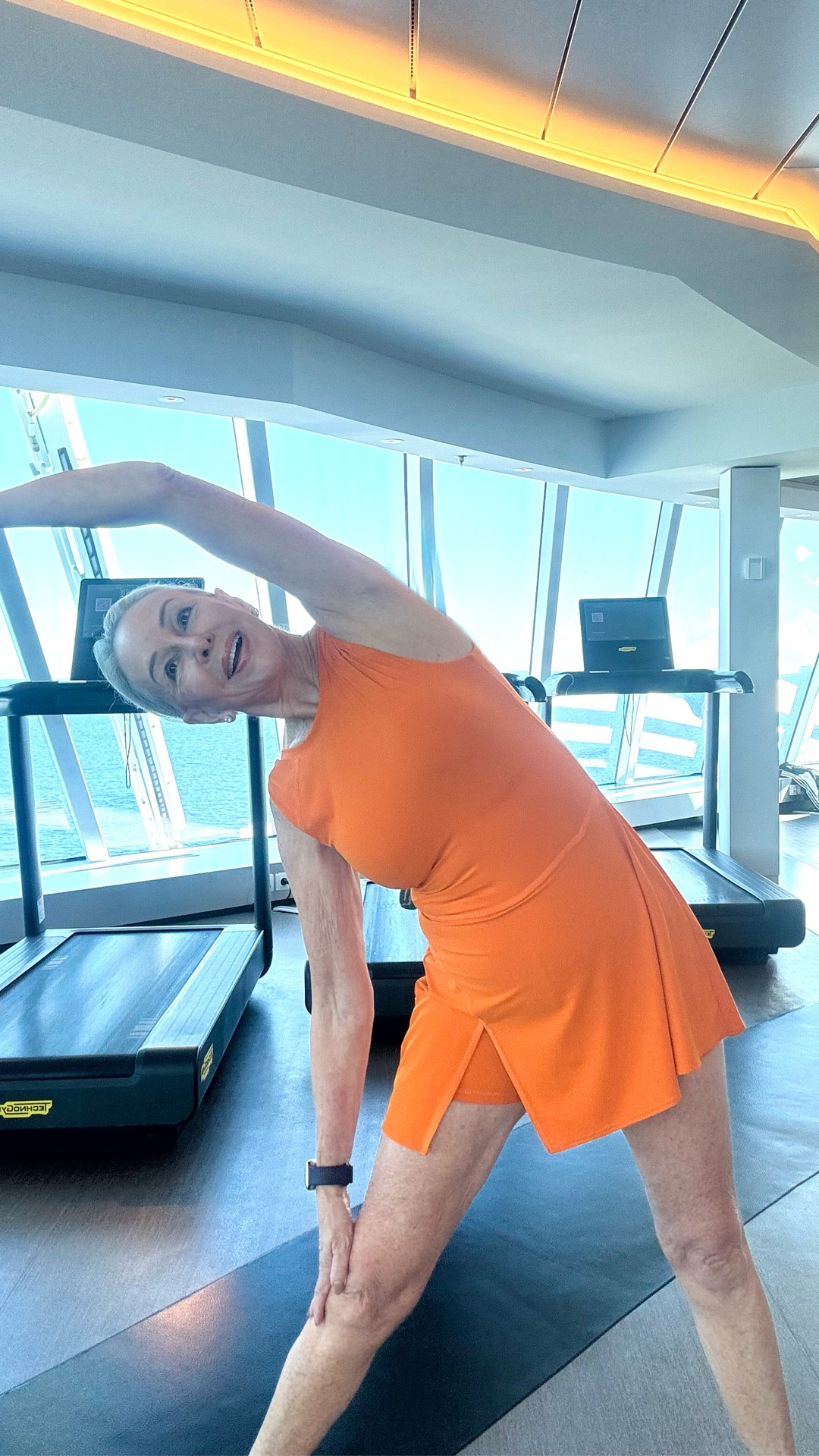 Women’s game day high neck low back active dress with attached shorts 
Spanx zip track jacket
Cloud sneakers 
Orange Gucci sunglasses 
Mid life, workout, athleisuree

#LTKActive #LTKSaleAlert #LTKOver40