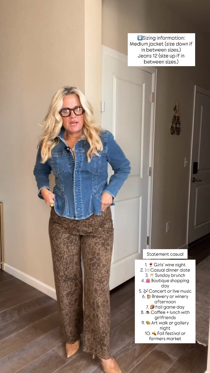 ✨Tap the bell, save and ❤️ start here over 40 fashion, midlife style, midsize fashion and luxury looks for less.  

⬇️Sizing information:
Jacket medium (size down if in between sizes.) 
Jeans 12 (tts size up if in between sizes.) 

Our bodies were never the problem.

They changed. We evolved. And we’re done dressing like we need to apologize for either one.

We don’t get dressed to disappear anymore.

We dress with intention.
We Lift. Skim. Balance.
We wear the clothes. The clothes don’t wear us.

Because confidence doesn’t begin when the belly is flatter, the scale is lower, or we fit into the old jeans again.

It begins right now.

Same body. Different physics.™
Look good. Feel good. Take up the space. 👑

👑 Helping you look good, feel good.-Lindsey Denver   Check back daily for belly-friendly style, confidence, and Outfit Physics™.

#LTKOver40 #LTKMidsize #LTKPlusSize

Comment SHOP below to receive a DM with the link to this post on my LTK ⬇ https://liketk.it/6nXBw