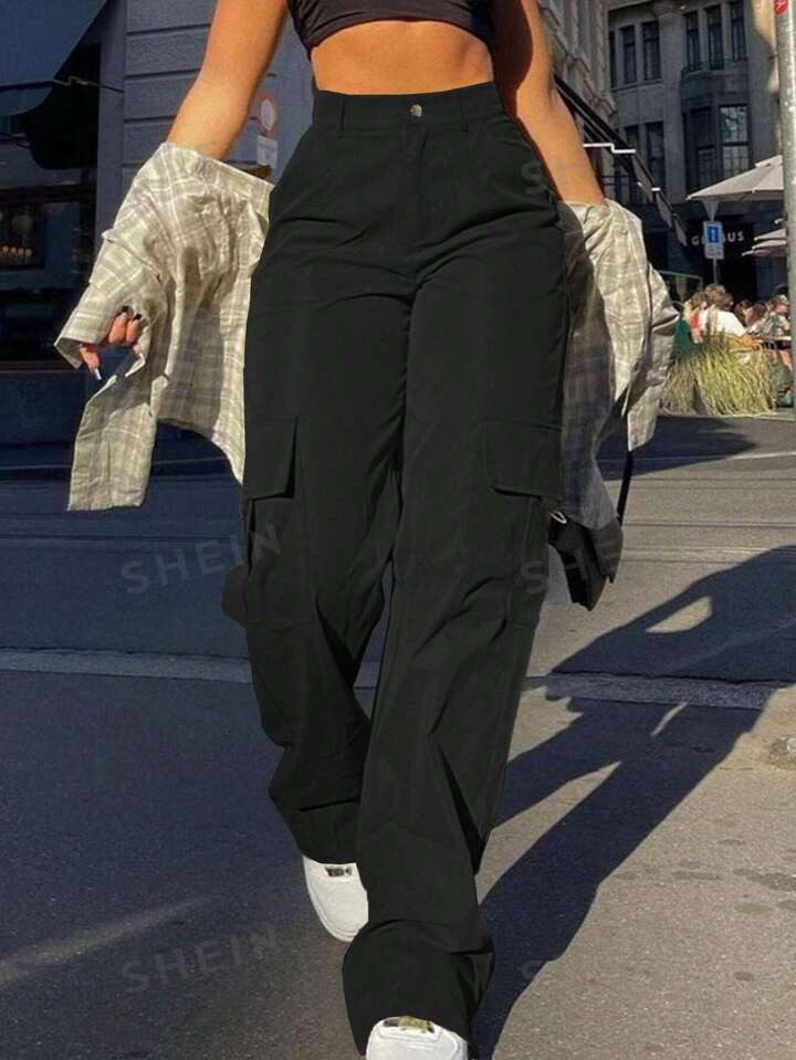 Flap Pocket Side Cargo Pants | SHEIN