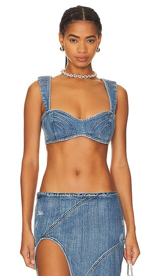 Millie Denim Bra Top in Sea | Revolve Clothing (Global)