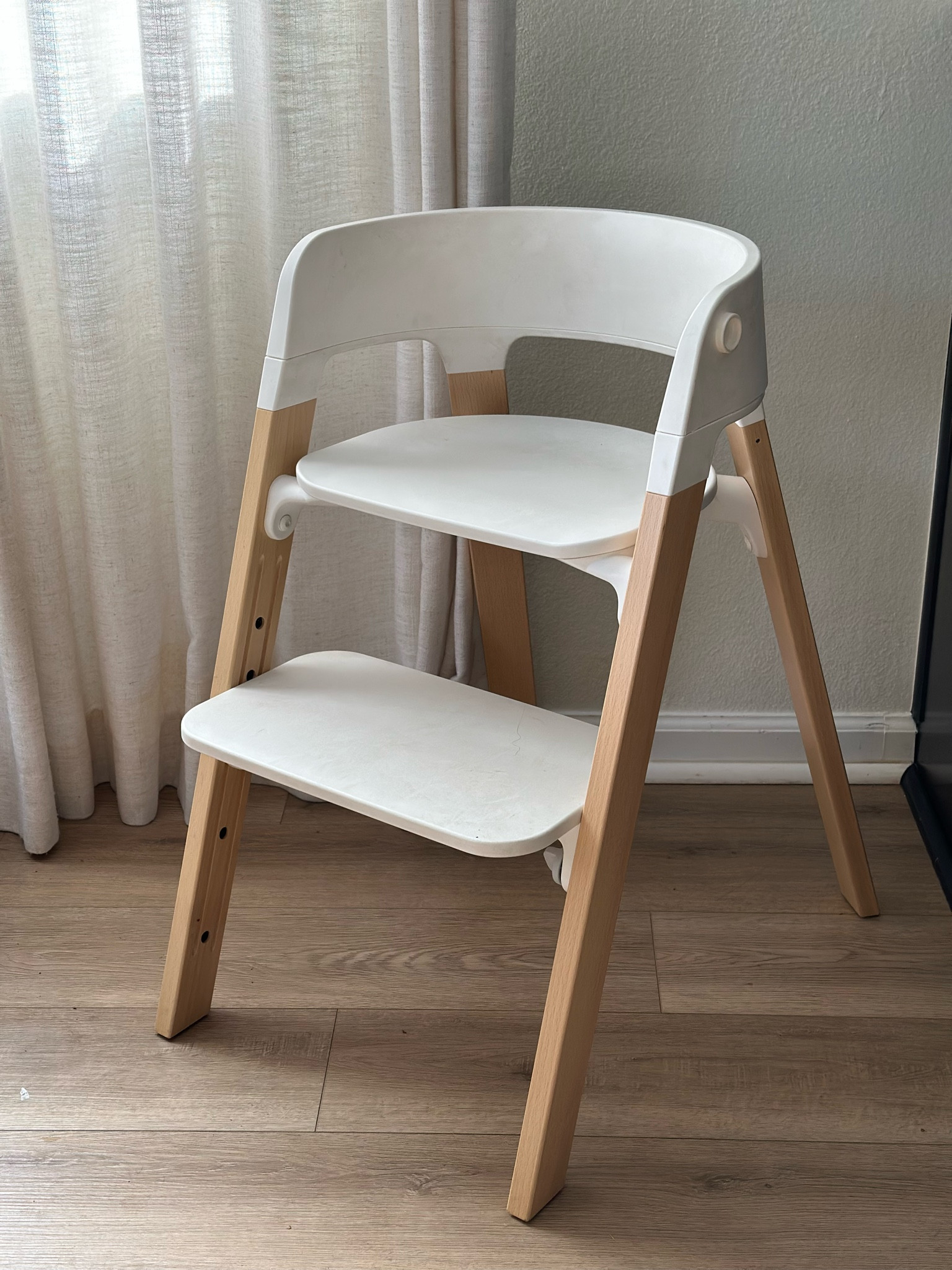 Toddler chair so he can join us for meals it’s been my favorite thing for toddlers or young kids. They actually sit better when their feet can reach 
