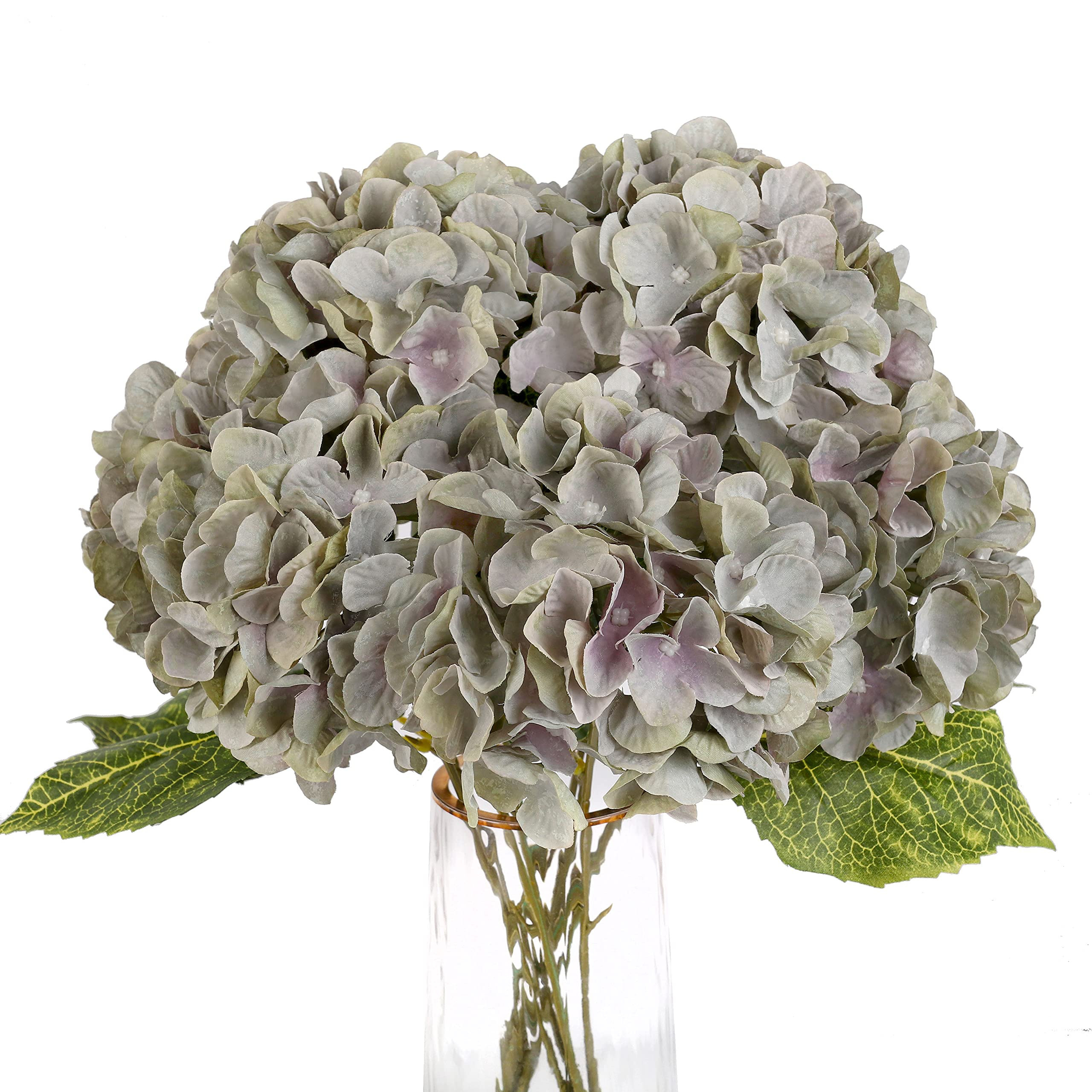 Jim's Cabin Artificial Flowers Silk Hydrangea Arrangements with 5 Big Heads Fake Flower Bunch Bou... | Amazon (US)