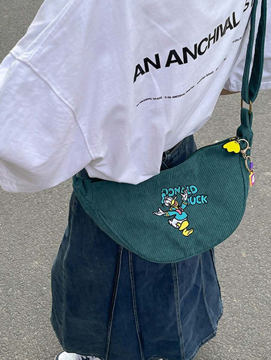 1pc Shoulder Bags Cute Cartoon Corduroy Waist Bag Casual Crossbody Armpit Bag For Outdoor And Eve... | SHEIN